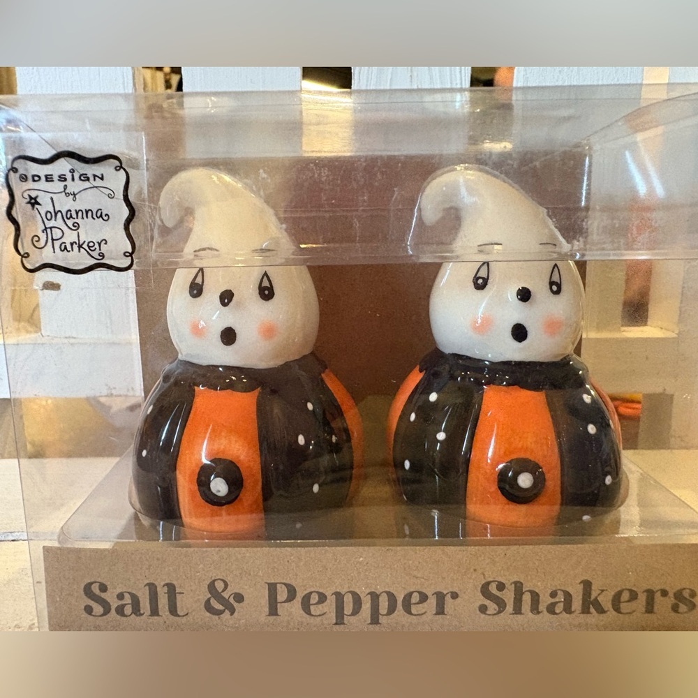 Ghost Salt & Pepper Shakers - Orange and Black